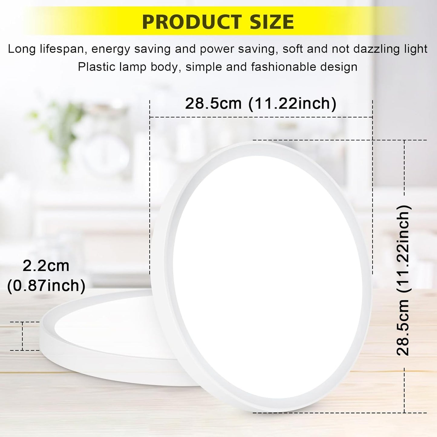 Befurglor 24W LED Ceiling Light,5000K Daylight White 2200LM,150W Equivalent,Ø 28.5cm Modern LED Ceiling Lamp for Living Room,Bedroom, Kitchen, Hallway, Office