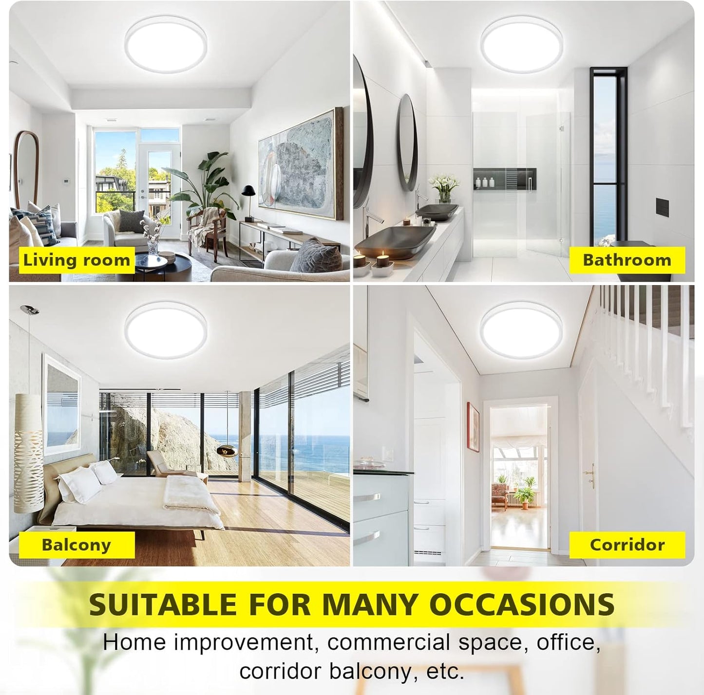 Befurglor 24W LED Ceiling Light,5000K Daylight White 2200LM,150W Equivalent,Ø 28.5cm Modern LED Ceiling Lamp for Living Room,Bedroom, Kitchen, Hallway, Office